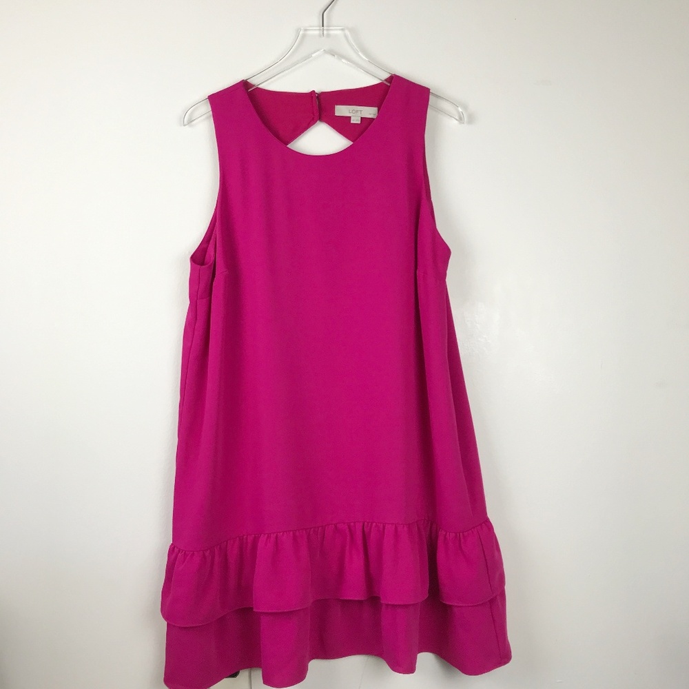 Ann Taylor LOFT| Back Cutout Ruffle Hem Dress 18P